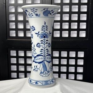 💙 Meissen Blue Onion Vase 10" Neuer Ausschnitt White Rim Porcelain Germany 💙